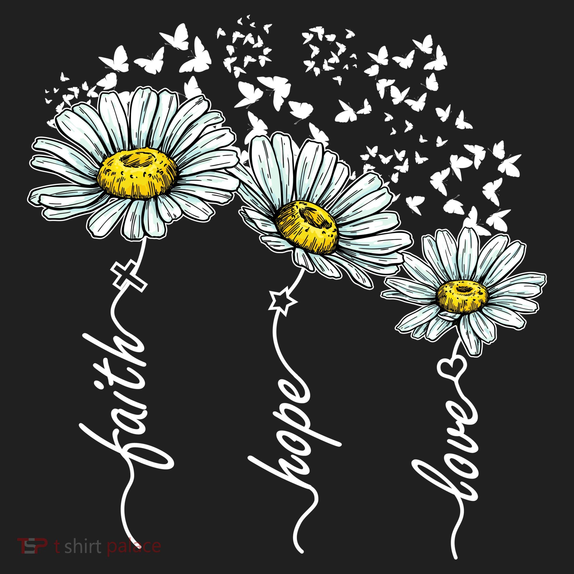 Faith Hope Love Butterflies Daisies Religious Hat
