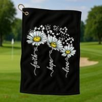 Faith Hope Love Butterflies Daisies Religious Golf Towel thumb 1