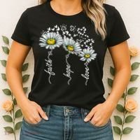 Faith Hope Love Butterflies Daisies Religious Women's T-Shirt thumb 2