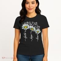 Faith Hope Love Butterflies Daisies Religious Women's T-Shirt thumb 4