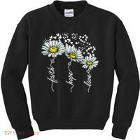 Faith Hope Love Butterflies Daisies Religious Kids Sweatshirt thumb 0