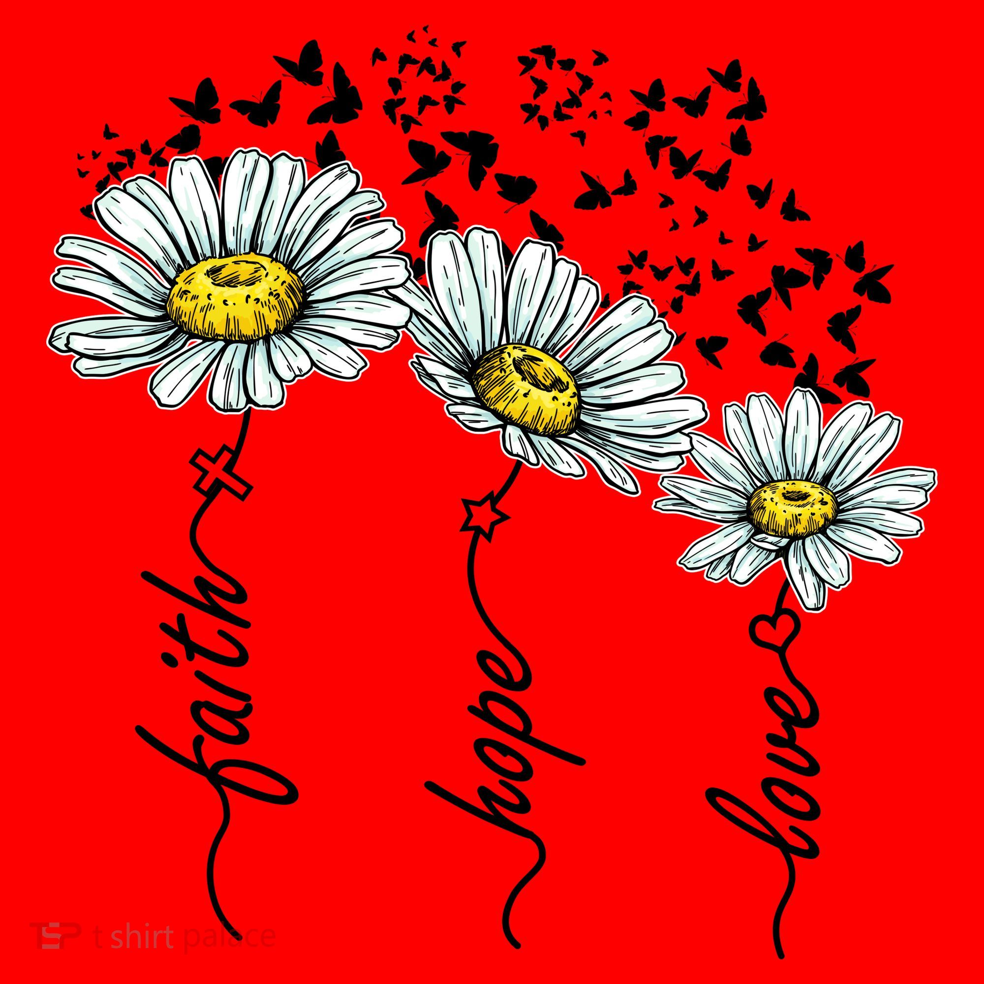 Faith Hope Love Butterflies Daisies Religious Santa Hat