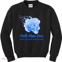 Faith Hope Love Colon Cancer Awareness Kids Sweatshirt thumb 0