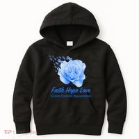 Faith Hope Love Colon Cancer Awareness Kids Hoodie thumb 0