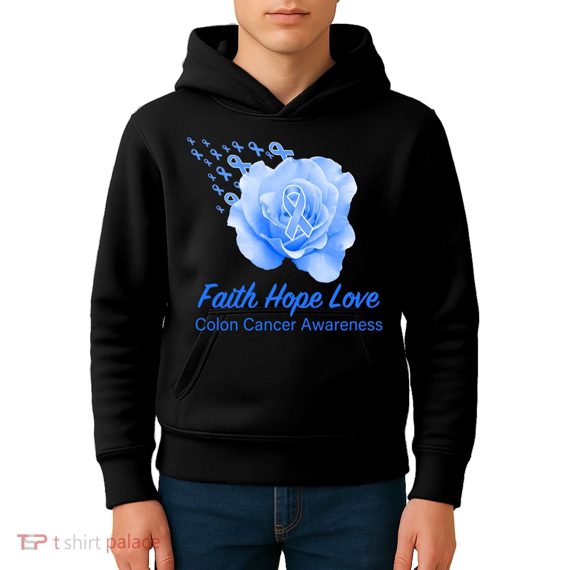 Faith Hope Love Colon Cancer Awareness Kids Hoodie