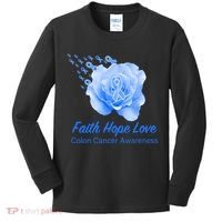 Faith Hope Love Colon Cancer Awareness Kids Long Sleeve Shirt thumb 0