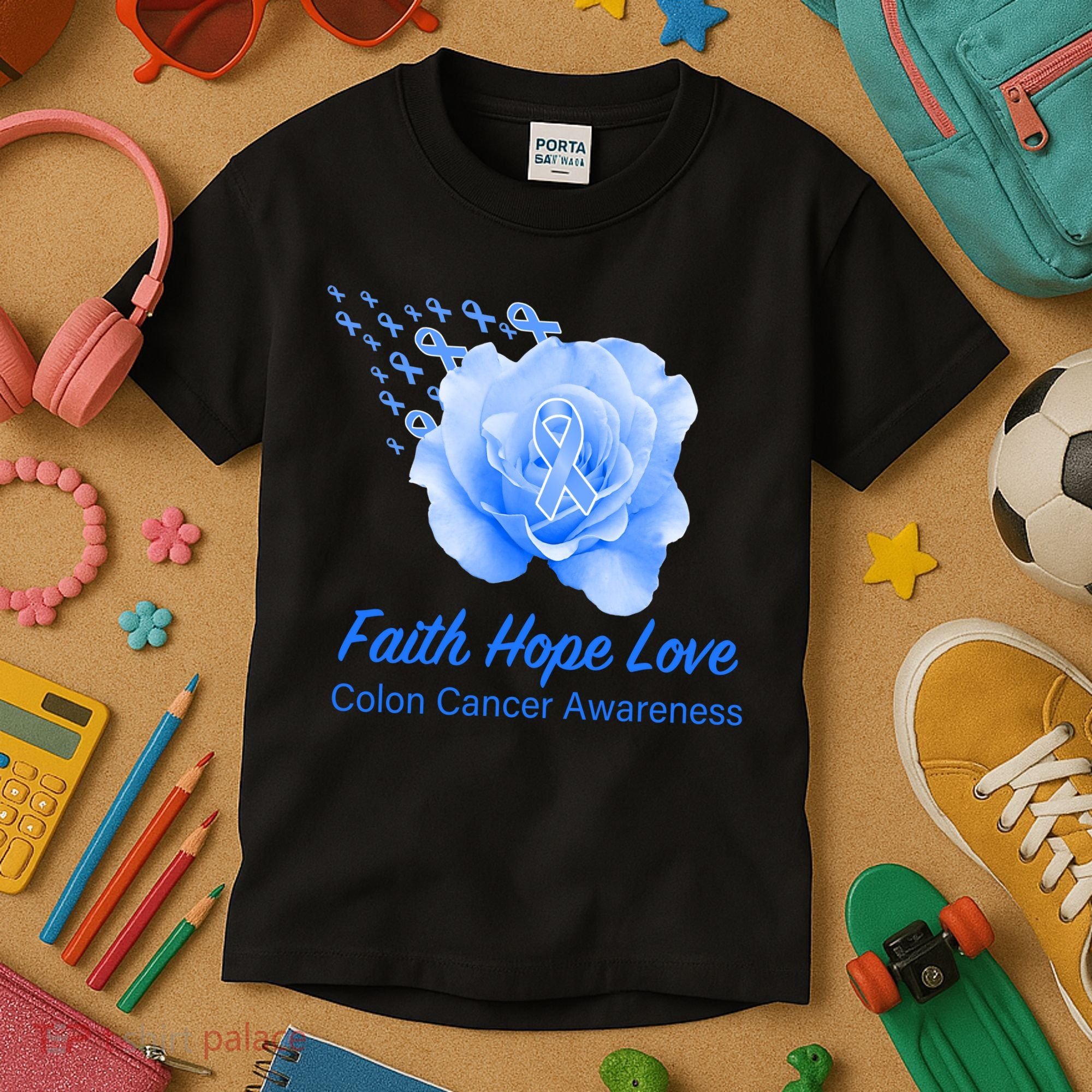 Faith Hope Love Colon Cancer Awareness Kids T-Shirt