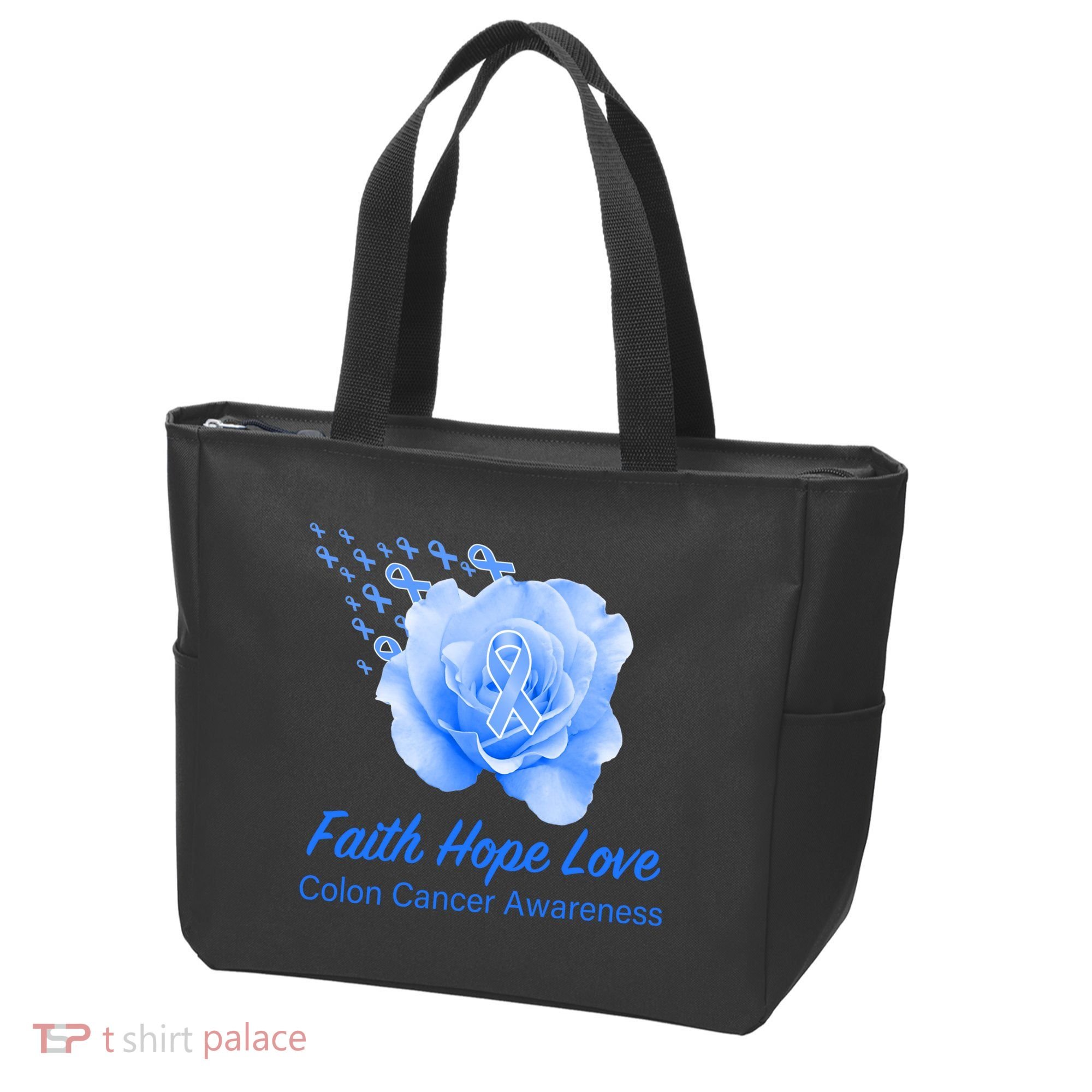 Faith Hope Love Colon Cancer Awareness Tote Bag