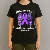Faith Hope Love Irritable Bowel Syndrome Galaxy Angel Wings T-Shirt thumb 4