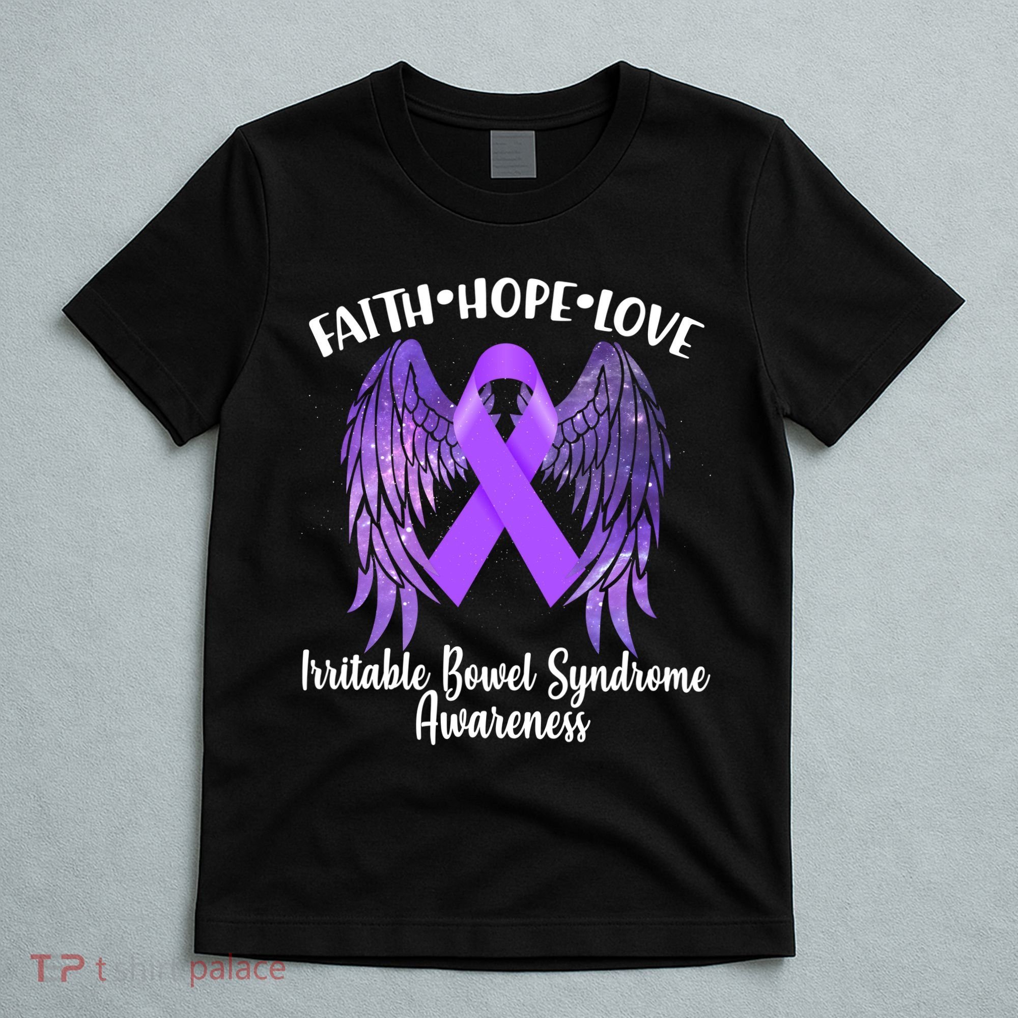 Faith Hope Love Irritable Bowel Syndrome Galaxy Angel Wings T-Shirt