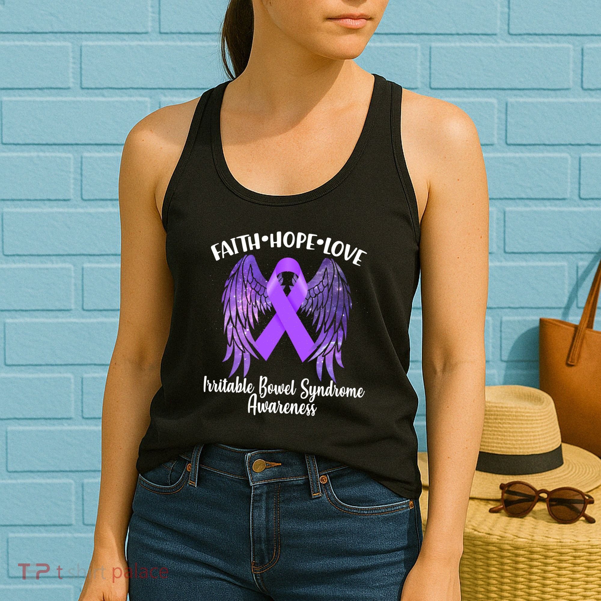 Faith Hope Love Irritable Bowel Syndrome Galaxy Angel Wings Women's Tank Top