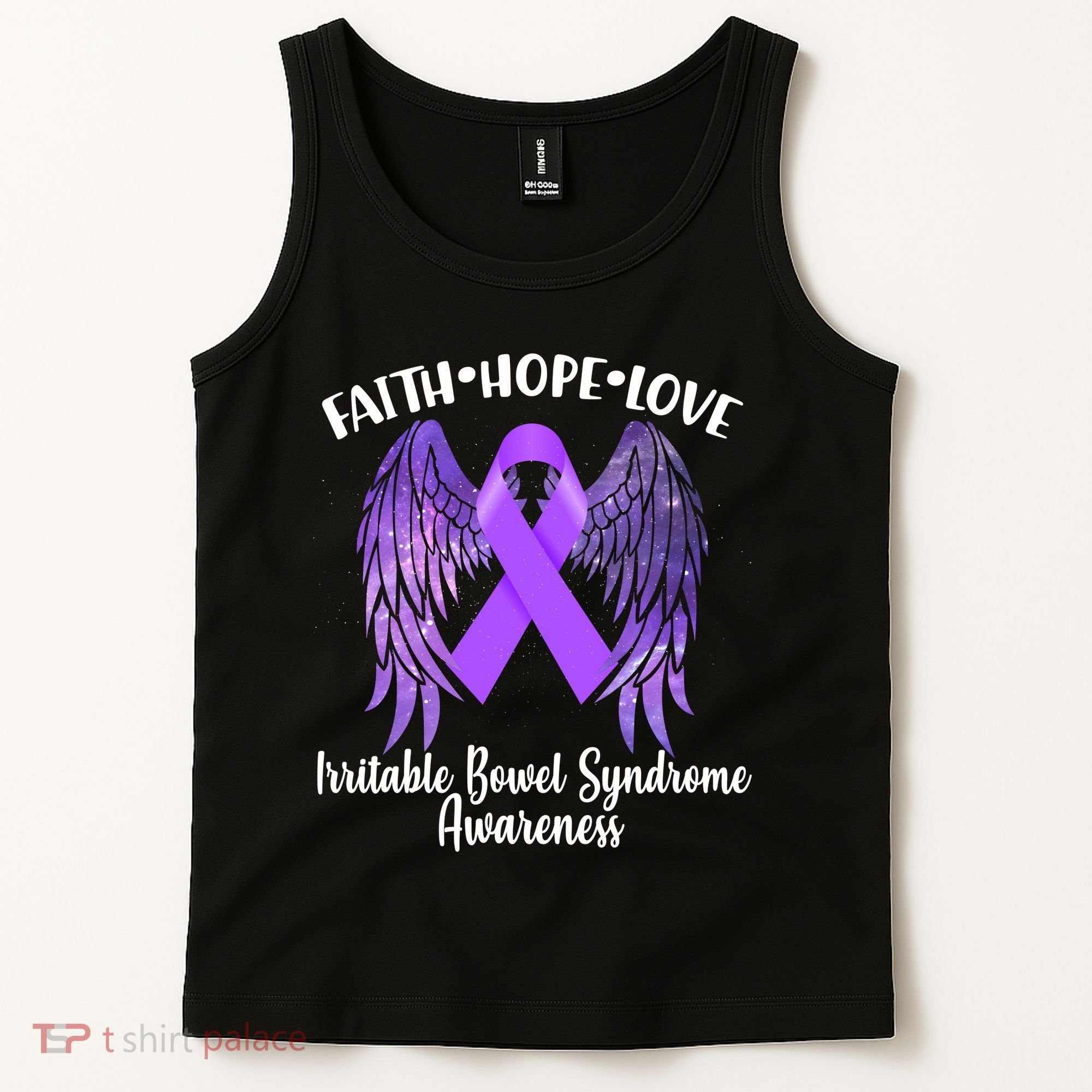 Faith Hope Love Irritable Bowel Syndrome Galaxy Angel Wings Tank Top