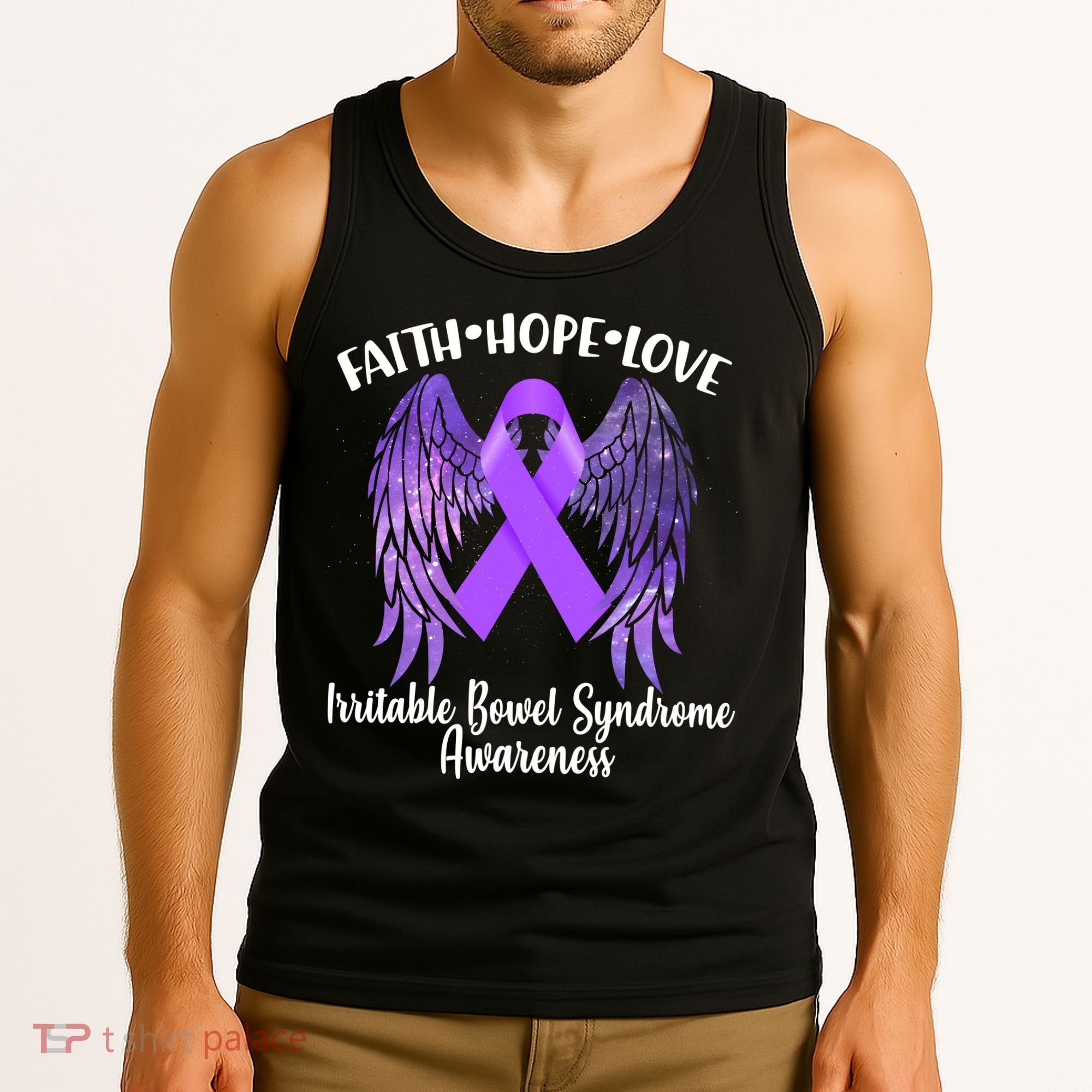 Faith Hope Love Irritable Bowel Syndrome Galaxy Angel Wings Tank Top