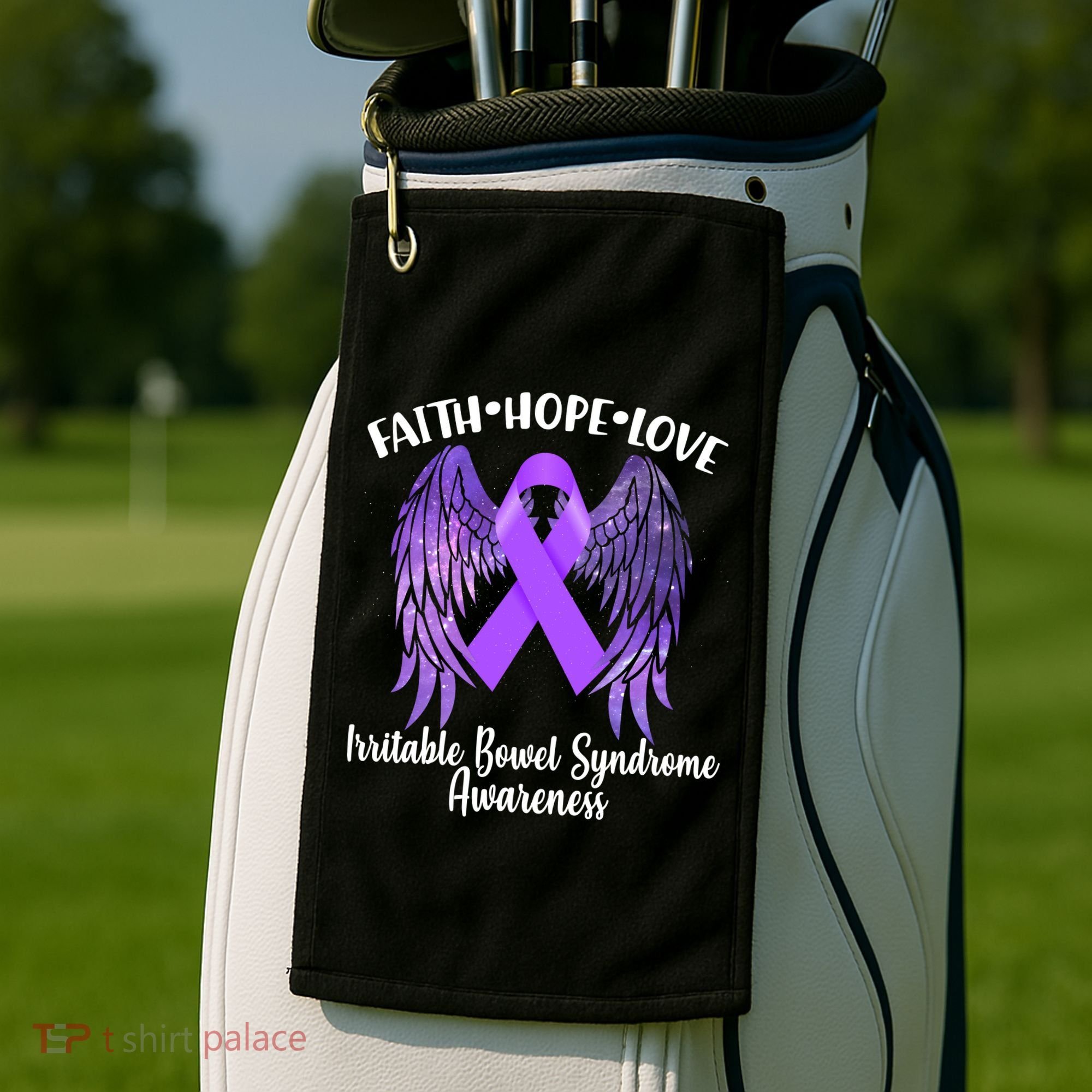 Faith Hope Love Irritable Bowel Syndrome Galaxy Angel Wings Golf Towel