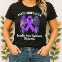 Faith Hope Love Irritable Bowel Syndrome Galaxy Angel Wings Women's T-Shirt thumb 2
