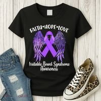 Faith Hope Love Irritable Bowel Syndrome Galaxy Angel Wings Women's T-Shirt thumb 3