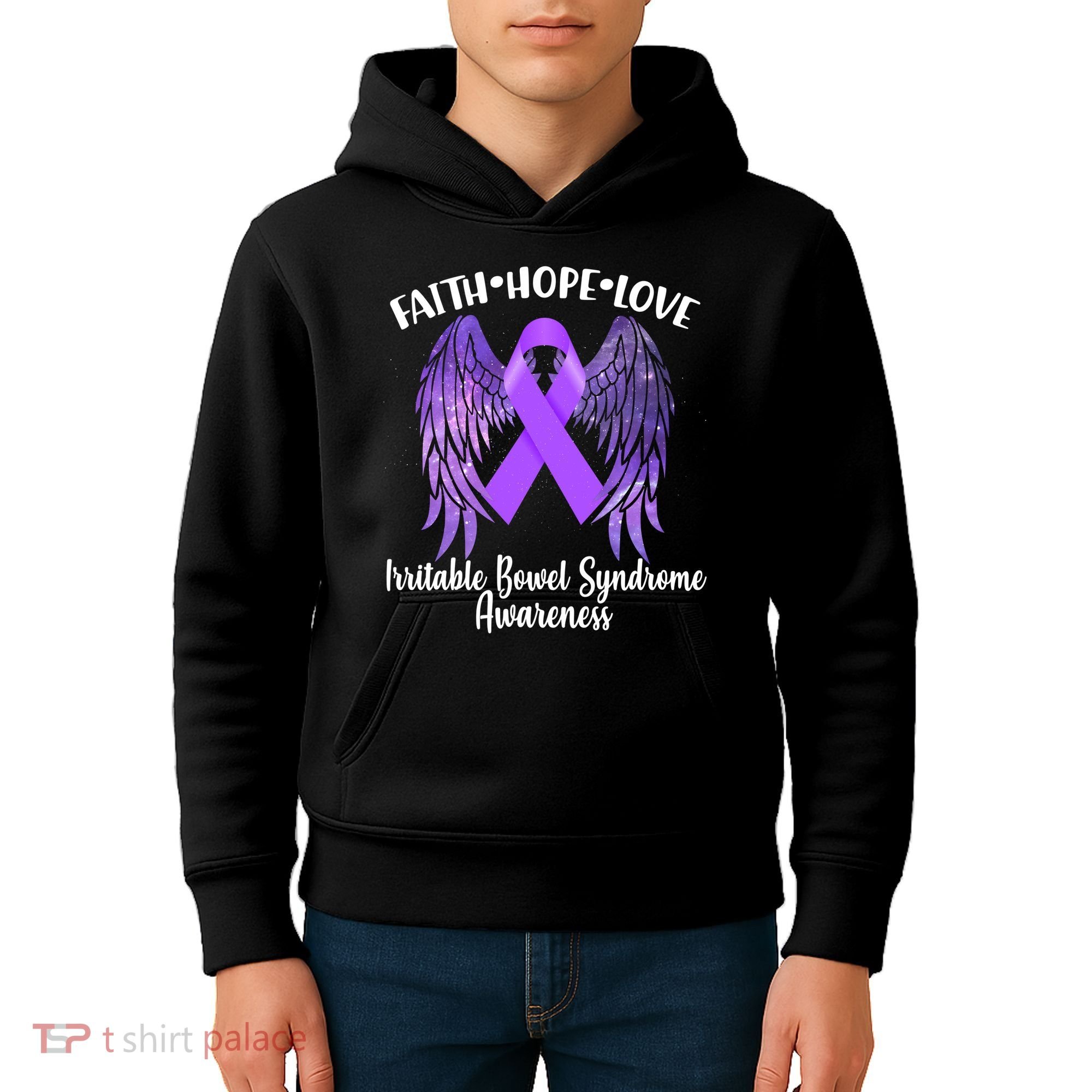 Faith Hope Love Irritable Bowel Syndrome Galaxy Angel Wings Kids Hoodie