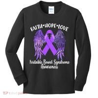 Faith Hope Love Irritable Bowel Syndrome Galaxy Angel Wings Kids Long Sleeve Shirt thumb 0
