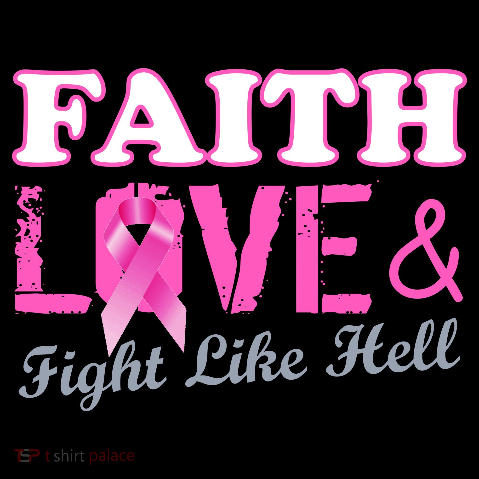 Faith Love & Fight Like Hell Ribbon Breast Cancer Coffee Mug
