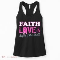 Faith Love & Fight Like Hell Ribbon Breast Cancer Women's Tank Top thumb 0