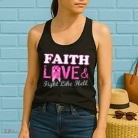 Faith Love & Fight Like Hell Ribbon Breast Cancer Women's Tank Top thumb 2