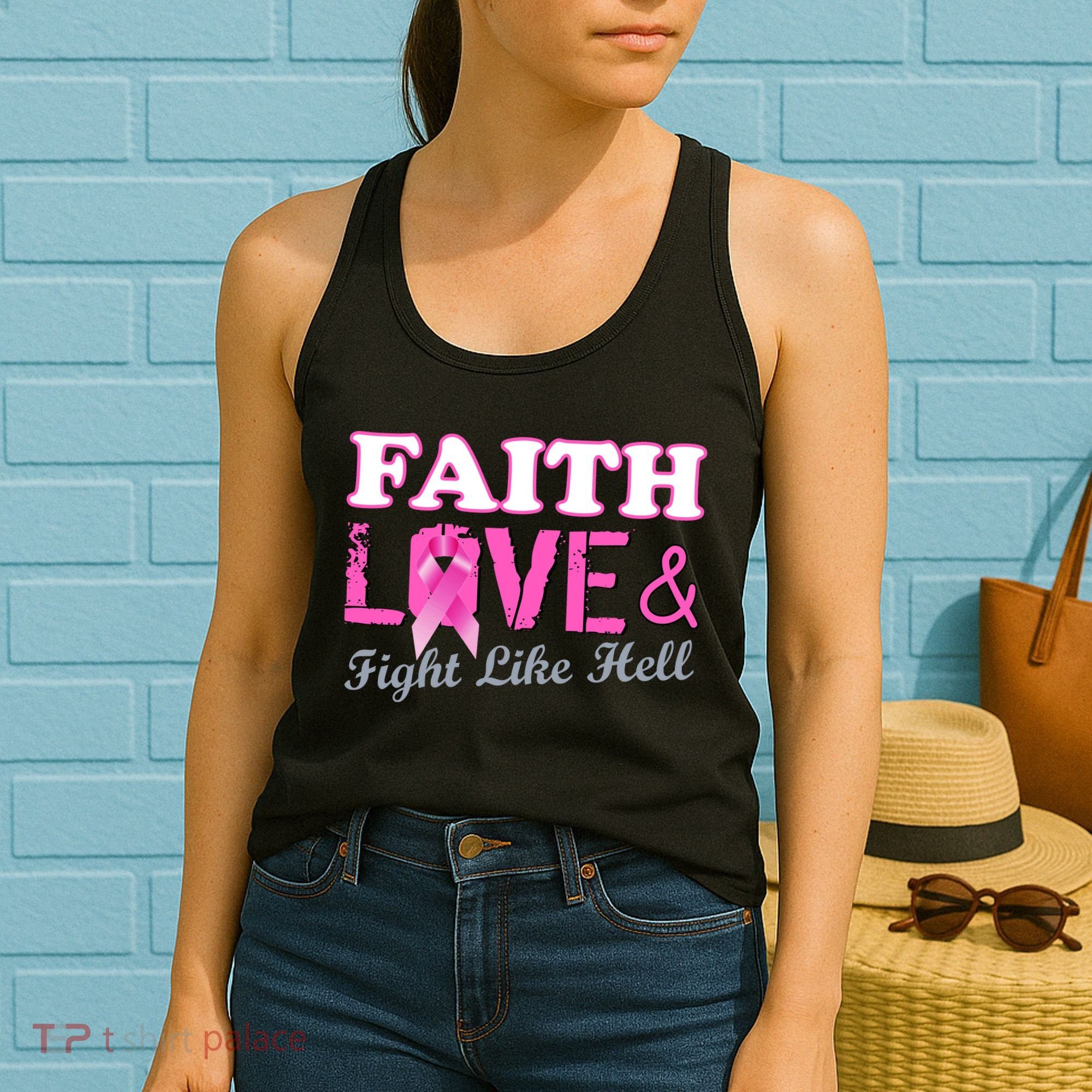 Faith Love & Fight Like Hell Ribbon Breast Cancer Women's Tank Top