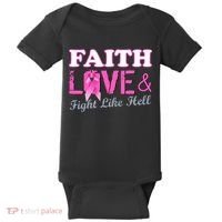 Faith Love & Fight Like Hell Ribbon Breast Cancer Baby Bodysuit thumb 0