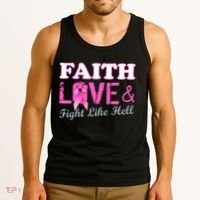 Faith Love & Fight Like Hell Ribbon Breast Cancer Tank Top thumb 3