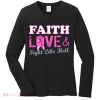 Faith Love & Fight Like Hell Ribbon Breast Cancer Women's Long Sleeve Shirt thumb 0