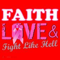 Faith Love & Fight Like Hell Ribbon Breast Cancer Santa Hat thumb 1