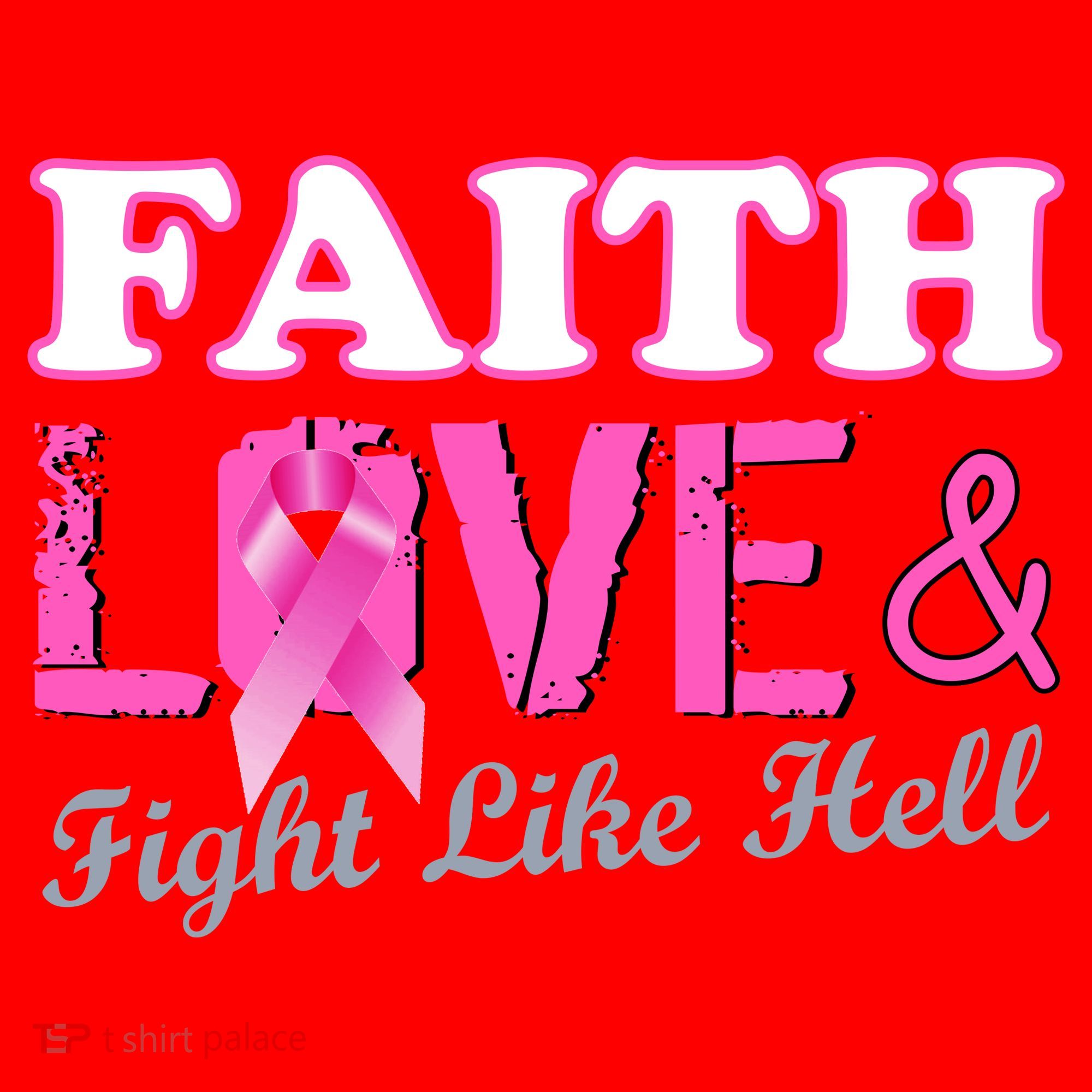 Faith Love & Fight Like Hell Ribbon Breast Cancer Santa Hat