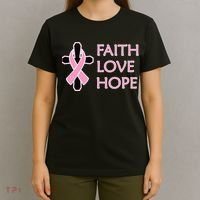 Faith Love Hope Breast Cancer Ribbon Cross T-Shirt thumb 4
