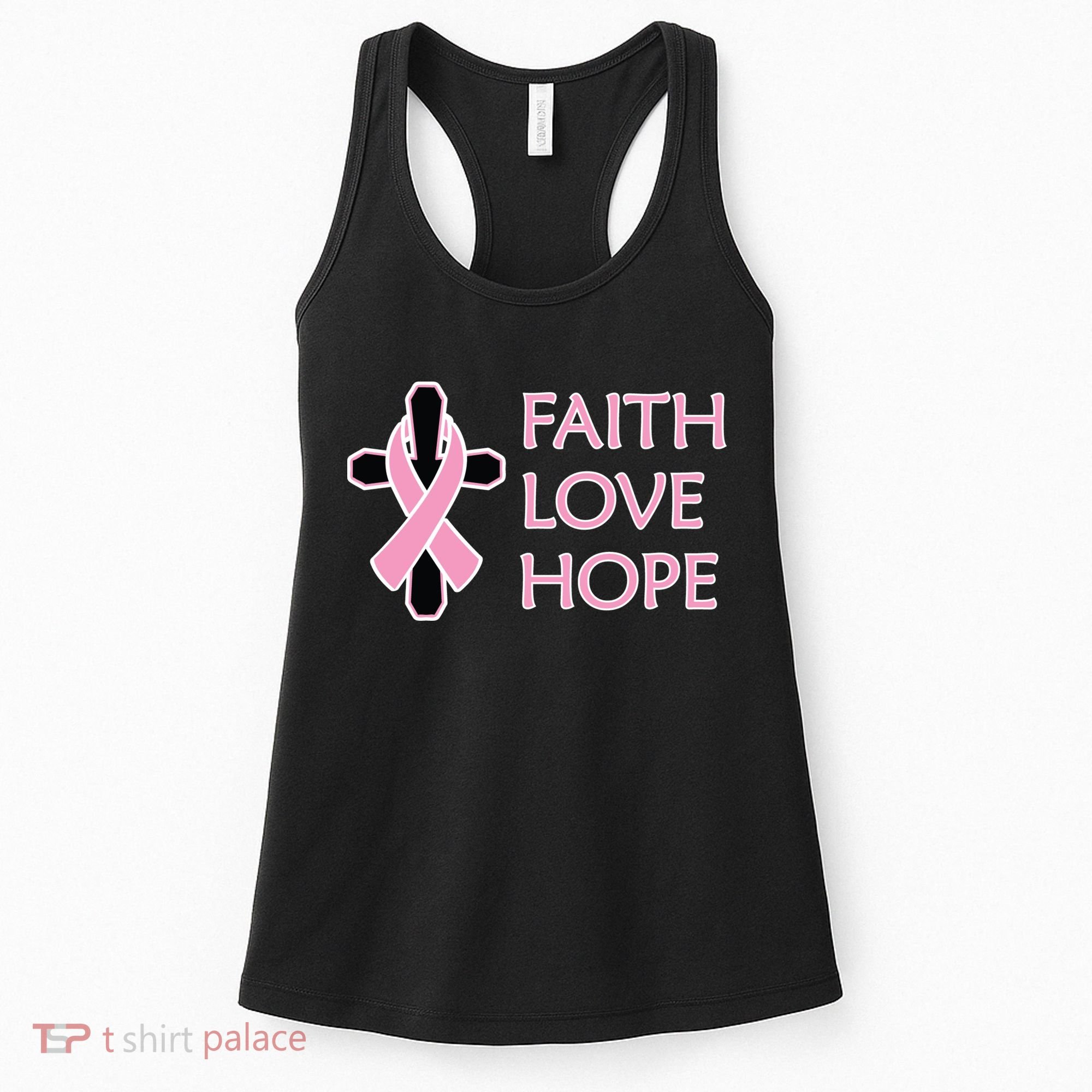 Faith Love Hope Breast Cancer Ribbon Cross Women's Tank Top