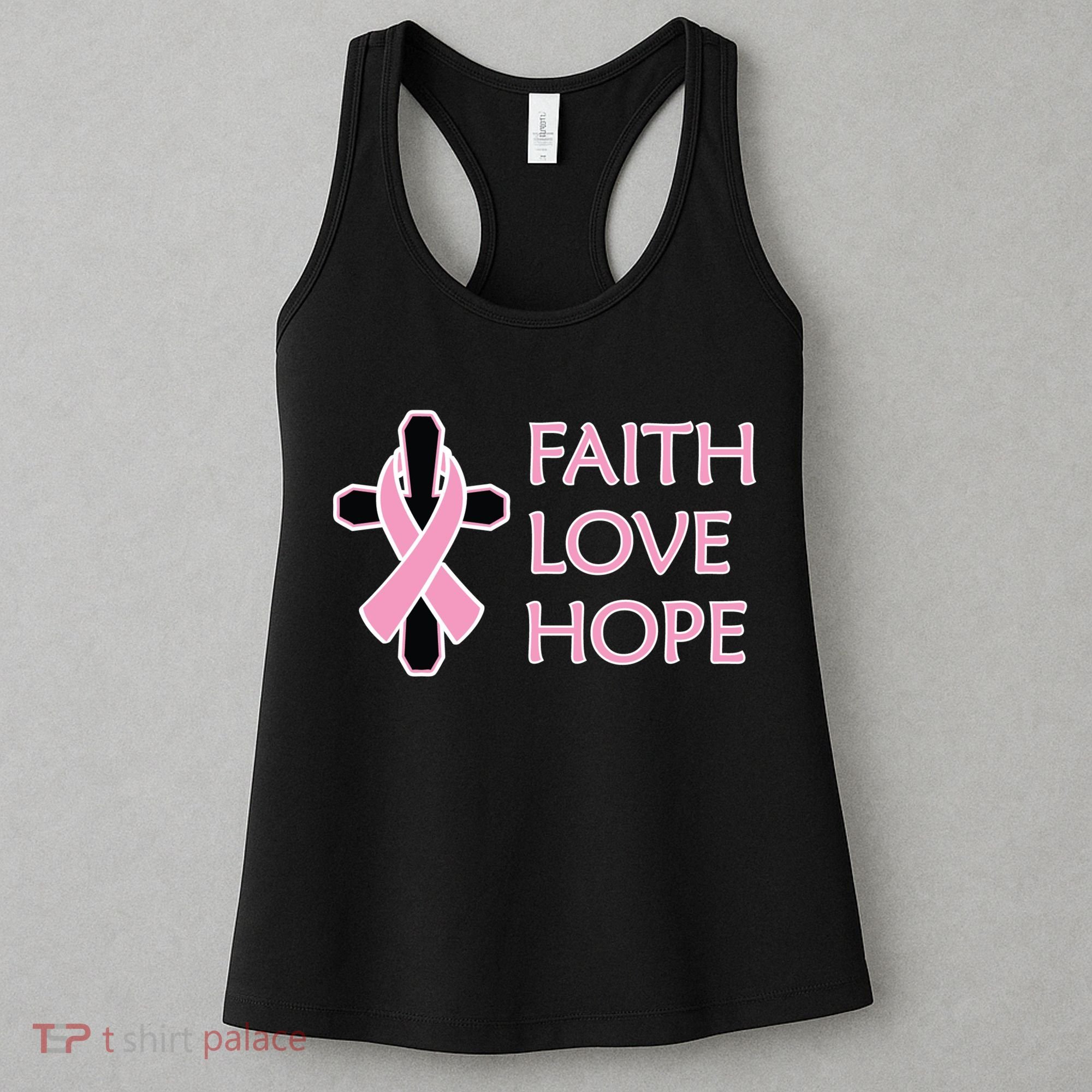 Faith Love Hope Breast Cancer Ribbon Cross Women's Tank Top