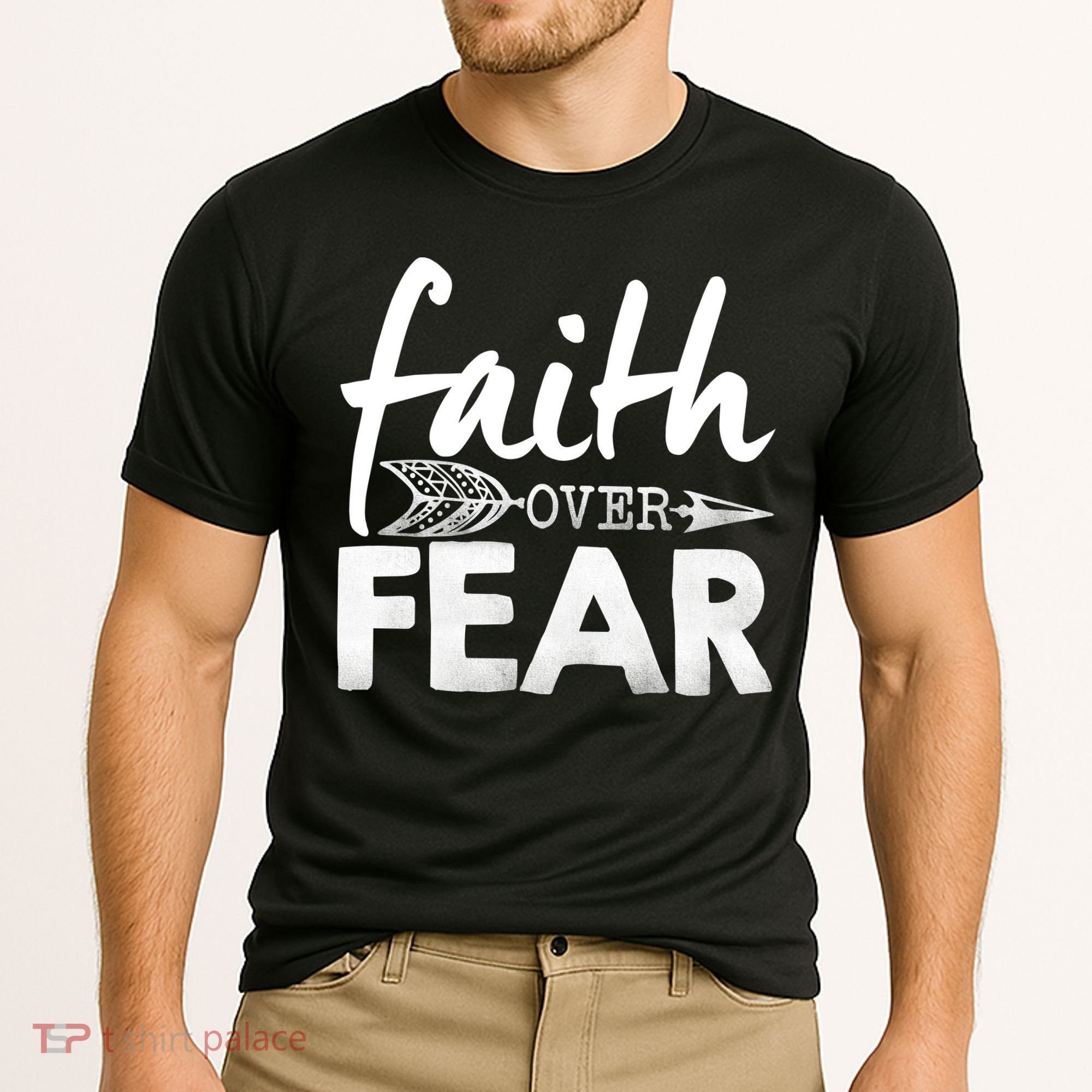 Faith Over Fear Christian Arrow Cooling Performance Crew T-Shirt