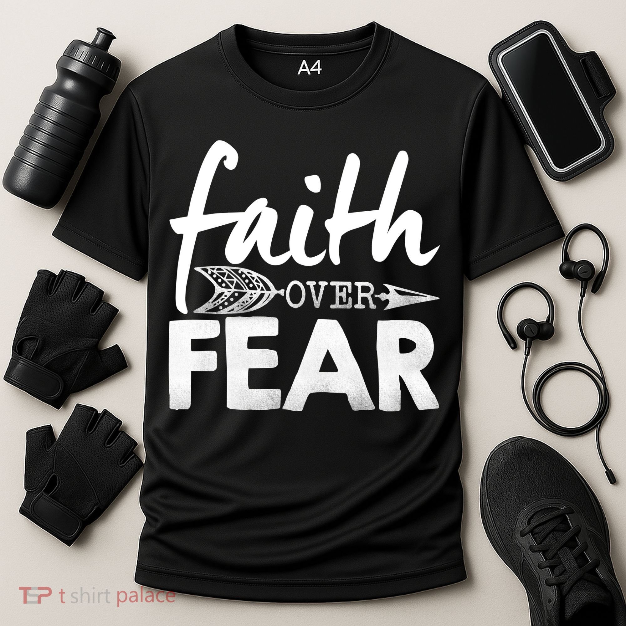 Faith Over Fear Christian Arrow Cooling Performance Crew T-Shirt