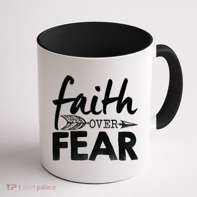 Faith Over Fear Christian Arrow Coffee Mug back