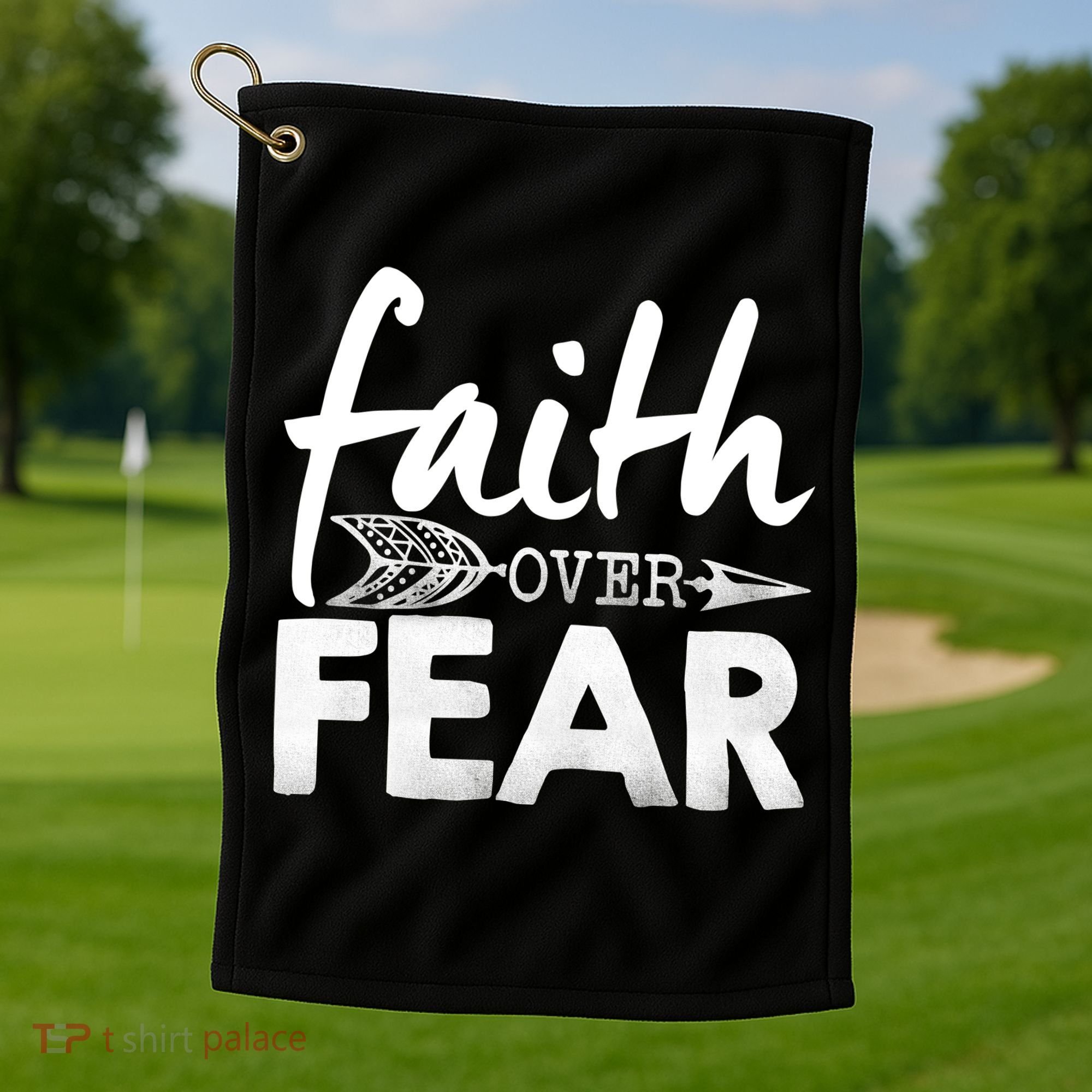 Faith Over Fear Christian Arrow Golf Towel