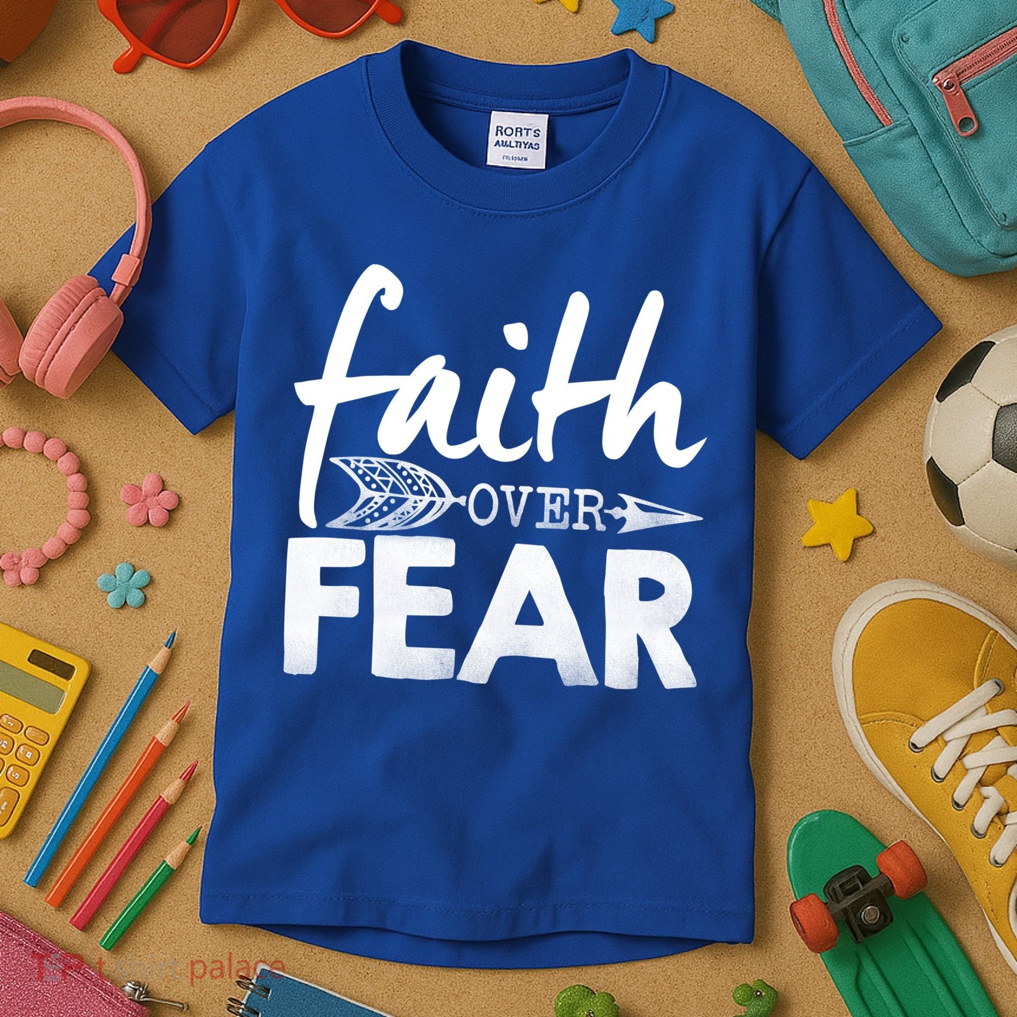 Faith Over Fear Christian Arrow Kids T-Shirt