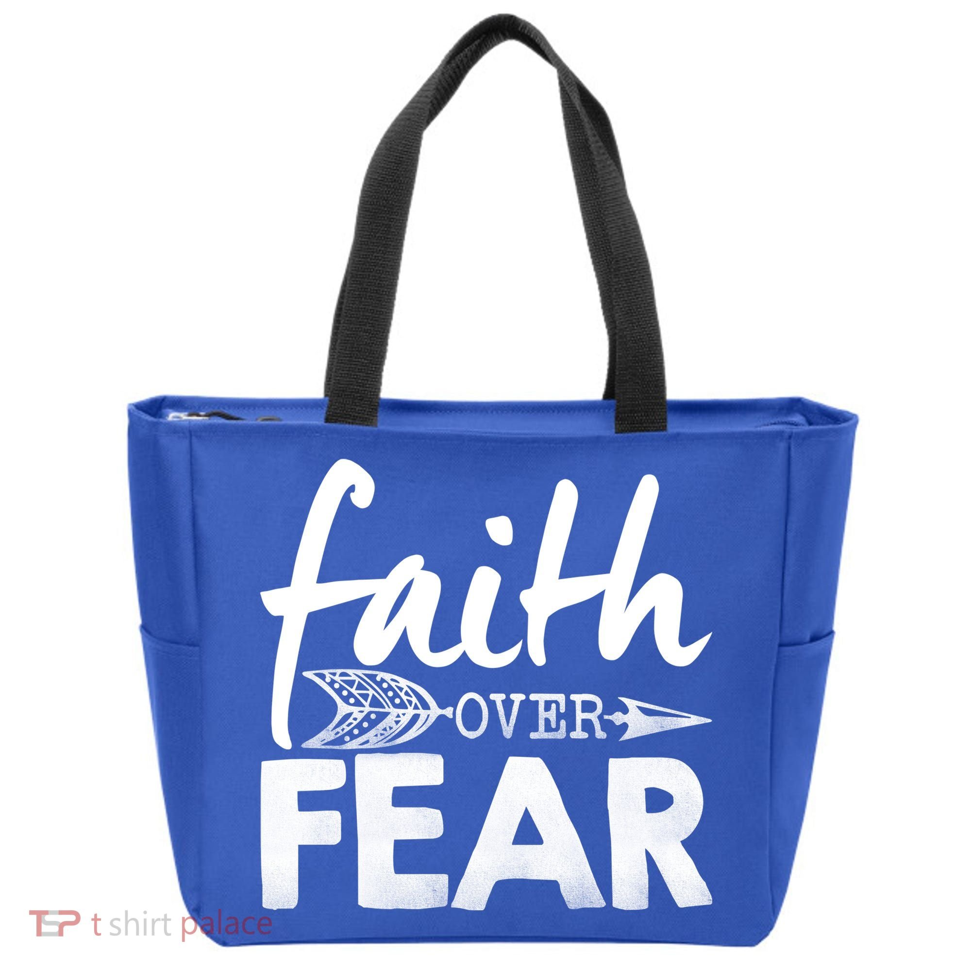 Faith Over Fear Christian Arrow Tote Bag