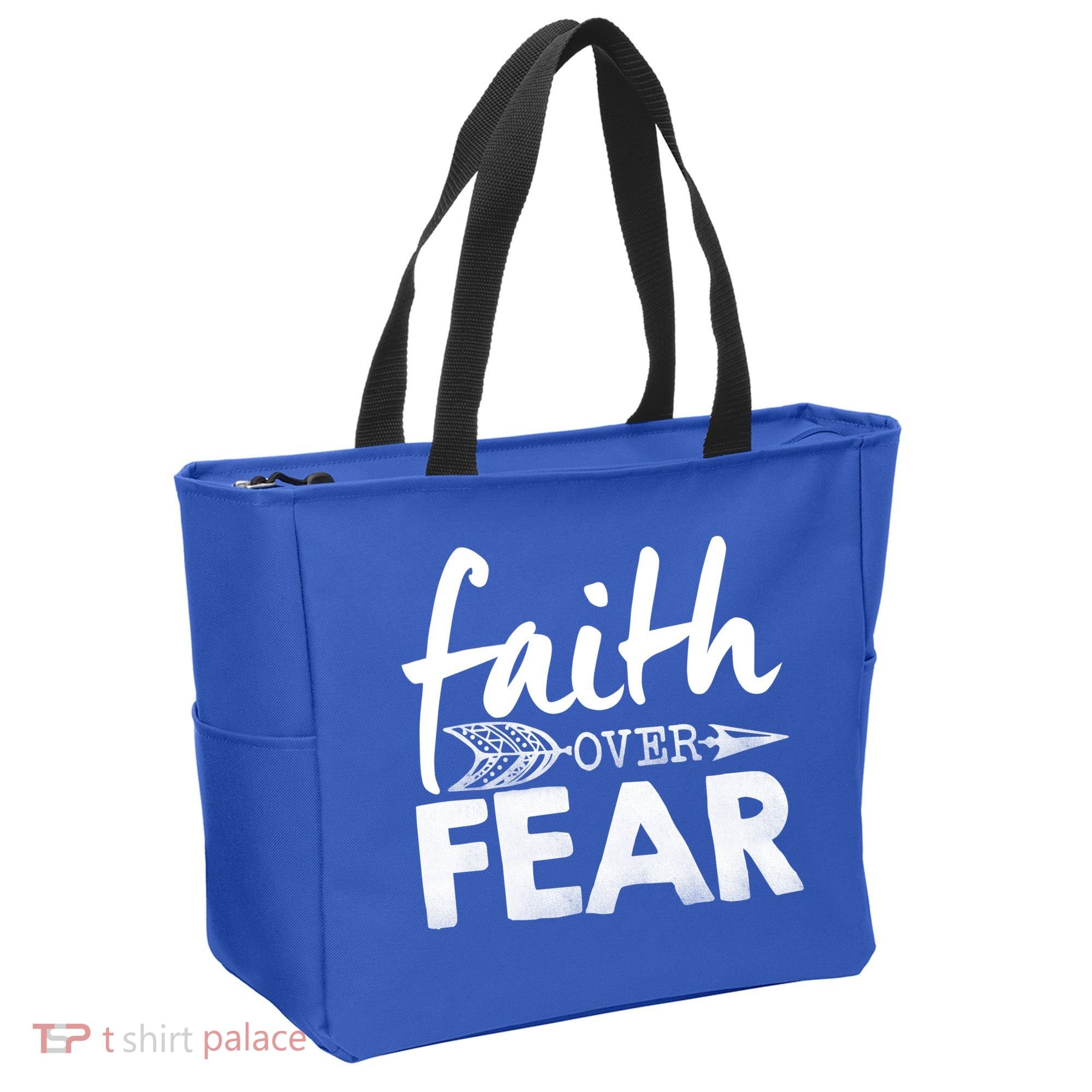 Faith Over Fear Christian Arrow Tote Bag