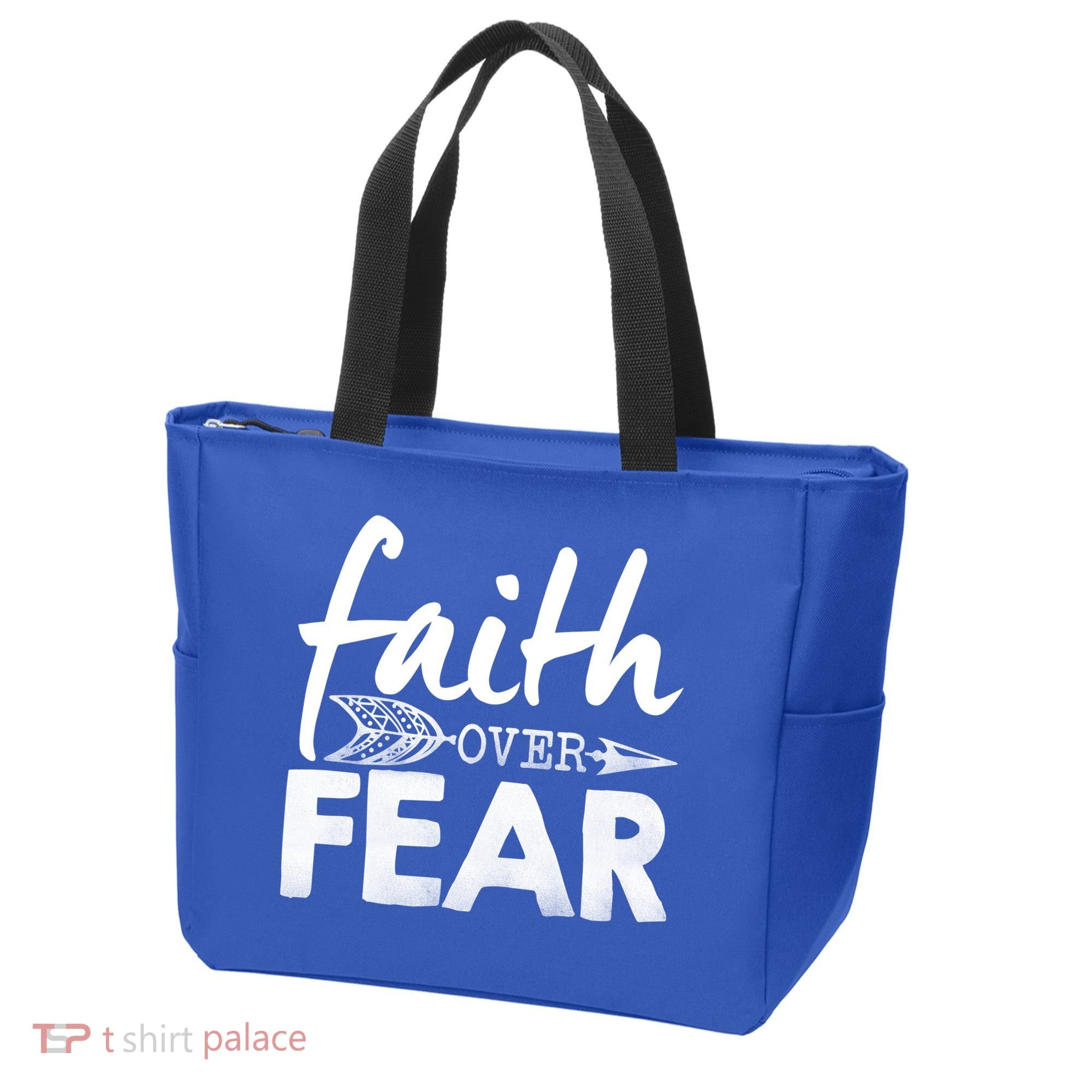 Faith Over Fear Christian Arrow Tote Bag
