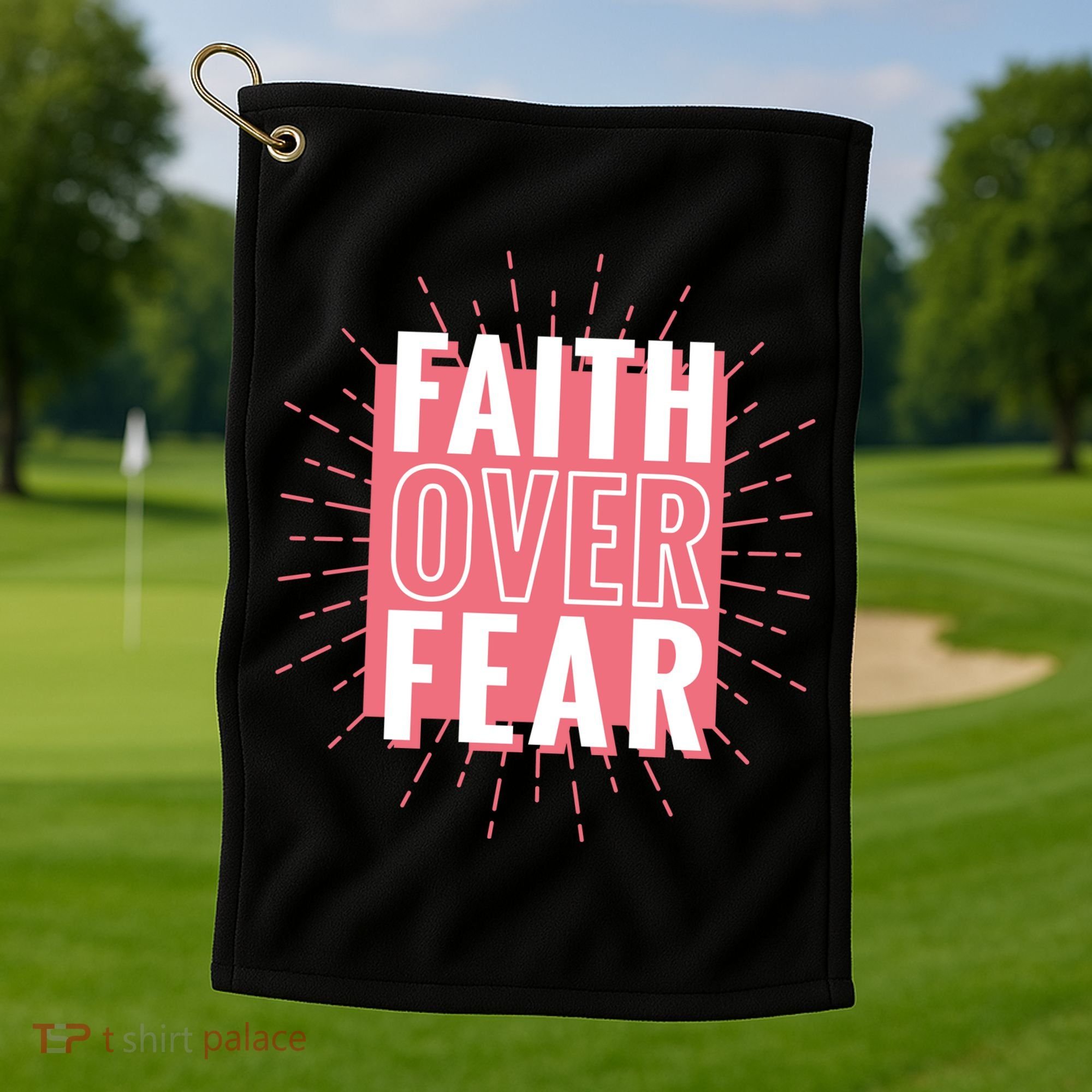 Faith Over Fear Cute Christian Quote  Golf Towel
