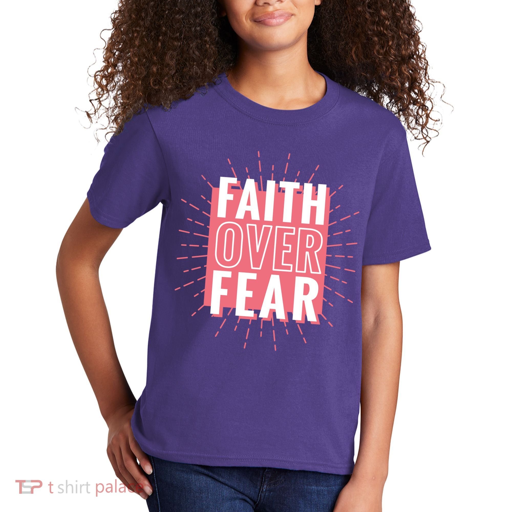 Faith Over Fear Cute Christian Quote  Kids T-Shirt