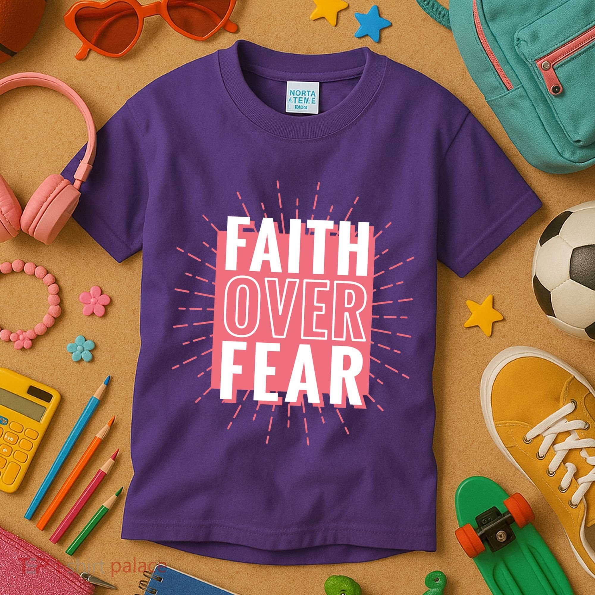 Faith Over Fear Cute Christian Quote  Kids T-Shirt