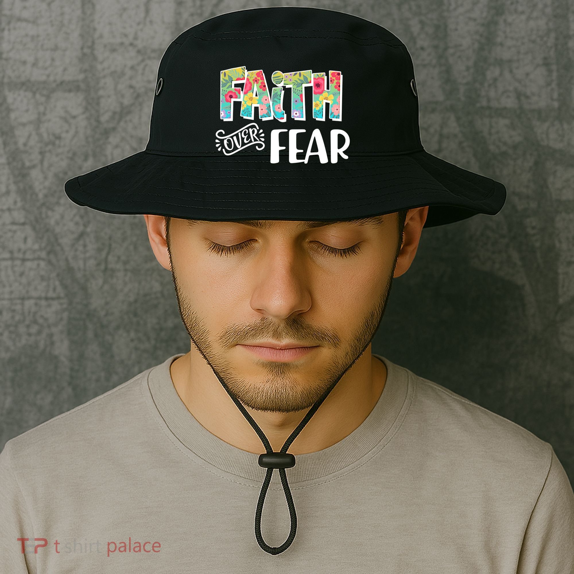 Faith Over Fear Flower Pattern Bucket Hat