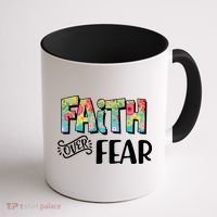 Faith Over Fear Flower Pattern Coffee Mug thumb 1