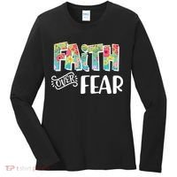 Faith Over Fear Flower Pattern Women's Long Sleeve Shirt thumb 0