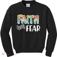 Faith Over Fear Flower Pattern Kids Sweatshirt thumb 0