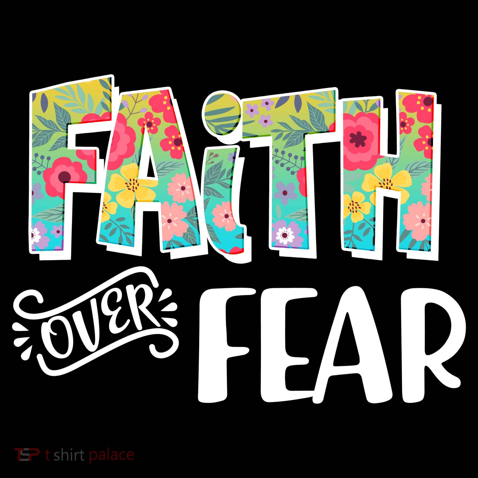 Faith Over Fear Flower Pattern Kids Sweatshirt